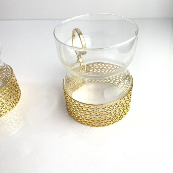 Iittala Tsaikka glasses With Gold Clips Finland - Hot Drink Glasses Clear Cup - Picture 8 of 16